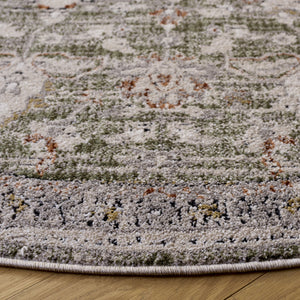 Safavieh Grove Round Area Rug In Soothing Green And Grey — Power-Loomed Low-Profile Transitional Charm 6'-7" x 6'-7" GOV600Y-7R