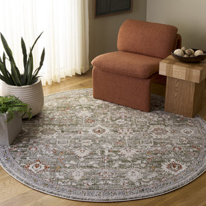 Safavieh Grove Round Area Rug In Soothing Green And Grey — Power-Loomed Low-Profile Transitional Charm 6'-7" x 6'-7" GOV600Y-7R