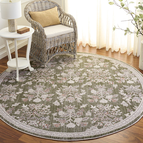 Safavieh Grove Elegant Green And Ivory Floral Area Rug — Low Profile, Durable Power-Loomed Comfort For Homes 4'-0" x 6'-0" GOV630Y-4
