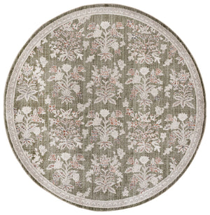 Safavieh Grove Elegant Green And Ivory Floral Square Rug — Low-Profile Durable Power-Loomed Turkish Design 6'-7" x 6'-7" GOV630Y-7SQ