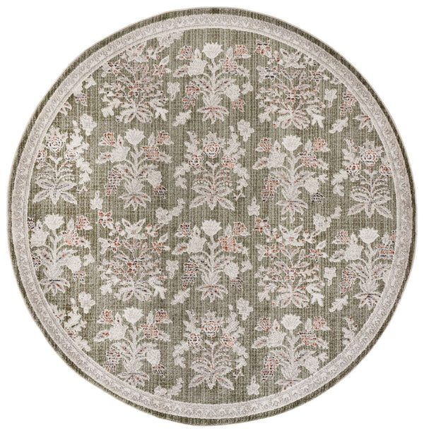 Safavieh Grove Elegant Green And Ivory Floral Square Rug — Low-Profile Durable Power-Loomed Turkish Design 6'-7" x 6'-7" GOV630Y-7SQ