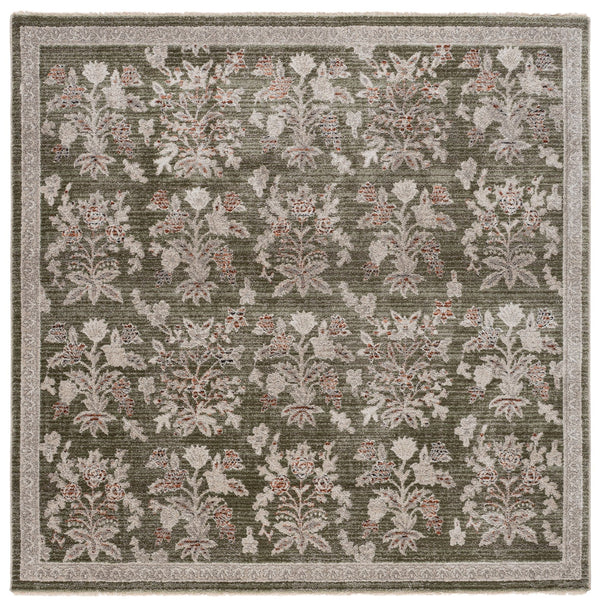 Safavieh Grove Elegant Green And Ivory Floral Area Rug — Low-Profile Power-Loomed Turkish Design, Durable Care 5'-3" x 7'-6" GOV630Y-5