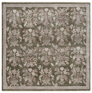 Safavieh Grove Round Green And Ivory Area Rug, Subtle Floral Low-Pile Power-Loomed In Turkey, Stain-Resistant 6'-7" x 6'-7" GOV630Y-7R