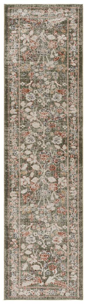 Safavieh Grove Round Green And Ivory Floral Area Rug — Power‑Loomed Turkey Craftsmanship, Low‑Profile Softness 6'-7" x 6'-7" GOV632Y-7R