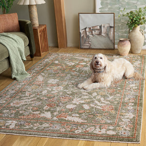 Safavieh Grove Botanical Green And Ivory Area Rug — Low Pile, Stain-Resistant Polypropylene For Cozy Rooms 4'-0" x 6'-0" GOV632Y-4