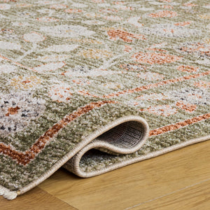 Safavieh Grove Round Green And Ivory Floral Area Rug — Power‑Loomed Turkey Craftsmanship, Low‑Profile Softness 6'-7" x 6'-7" GOV632Y-7R