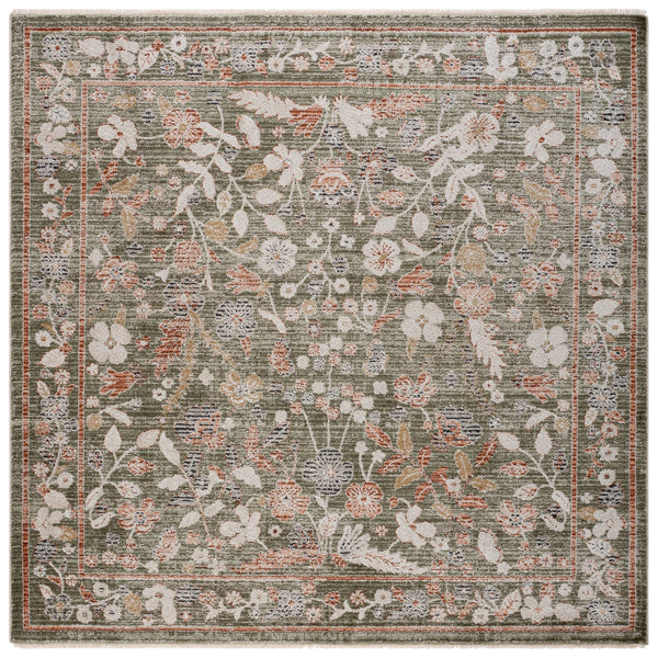 Safavieh Grove Botanical Green And Ivory Area Rug — Low Pile, Stain-Resistant Polypropylene For Cozy Rooms 4'-0" x 6'-0" GOV632Y-4