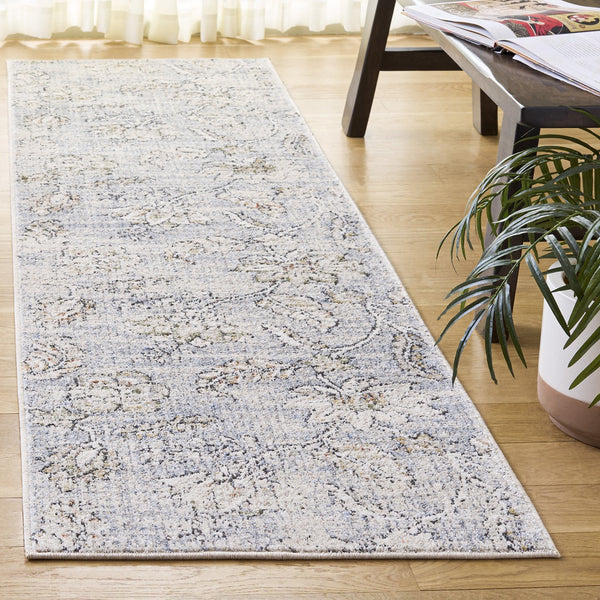 Safavieh Grove Elegant Round Blue And Ivory Floral Rug, Low-Profile Power-Loomed Turkish Durability For Home Decor 6'-7" x 6'-7" GOV634M-7R