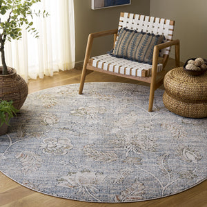 Safavieh Grove Elegant Blue And Ivory Floral Area Rug, Low-Profile Power-Loomed Design From Turkey, Stain-Resistant 4'-0" x 6'-0" GOV634M-4