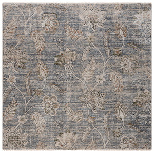 Safavieh Grove Elegant Round Blue And Ivory Floral Rug, Low-Profile Power-Loomed Turkish Durability For Home Decor 6'-7" x 6'-7" GOV634M-7R