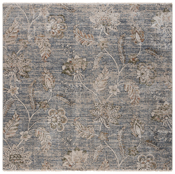 Safavieh Grove Floral-Inspired Blue And Ivory Area Rug — Low-Profile 3/8" Pile, Power-Loomed Durability, Turkish Craftsmanship 5'-3" x 7'-6" GOV634M-5
