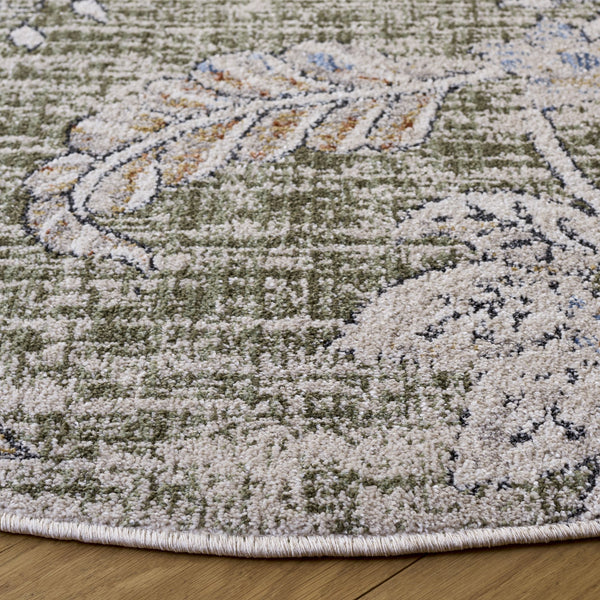 Safavieh Grove Elegant Green And Ivory Floral Area Rug — Transitional Low-Pile Durable Power-Loomed Turkish Finish 6'-7" x 6'-7" GOV634Y-7SQ