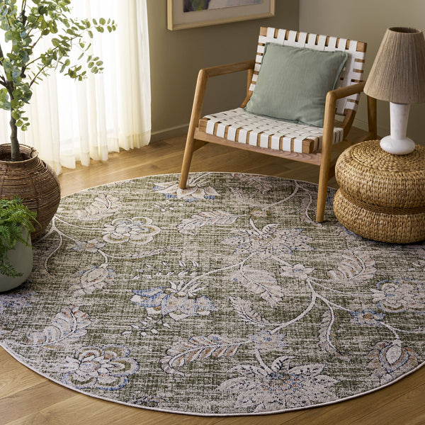 Safavieh Grove Elegant Green & Ivory Runner Rug With Subtle Floral Motif, Low-Profile, Durable Stain-Resistant Finish 2'-2" x 8'-0" GOV634Y-28