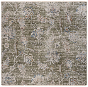 Safavieh Grove Round Green And Ivory Floral Rug — Power-Loomed In Turkey, Low-Profile 3/8" Pile, Durable 6'-7" x 6'-7" GOV634Y-7R