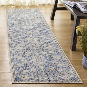 Safavieh Grove Blue And Ivory Floral Runner Rug — Low-Profile, Power-Loomed Durability For Busy Hallways 2'-2" x 8'-0" GOV636M-28