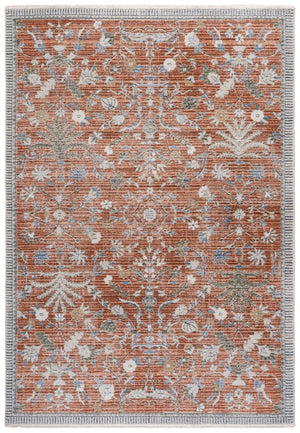 Safavieh Grove Vintage Floral Square Rug In Rust And Blue — Low-Pile, Durable Power-Loomed Turkish Construction 6'-7" x 6'-7" GOV636P-7SQ