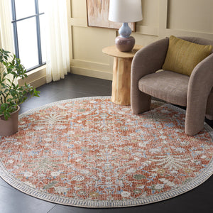 Safavieh Grove Rust And Blue Floral Area Rug — Low-Profile 3/8" Pile, Power-Loomed Turkish Durability And Style 4'-0" x 6'-0" GOV636P-4