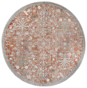 Safavieh Grove Vintage Floral Square Rug In Rust And Blue — Low-Pile, Durable Power-Loomed Turkish Construction 6'-7" x 6'-7" GOV636P-7SQ