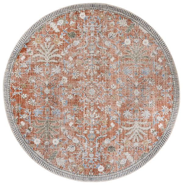 Safavieh Grove Rust And Blue Floral Area Rug — Low-Profile 3/8" Pile, Power-Loomed Turkish Durability And Style 4'-0" x 6'-0" GOV636P-4