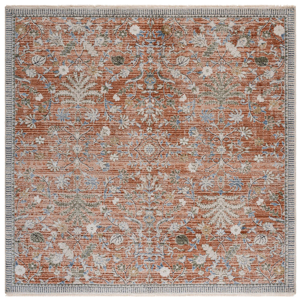 Safavieh Grove Turkish Power-Loomed Area Rug In Rust & Blue With Subtle Floral Motif, Low Pile Durability 8'-0" x 10'-0" GOV636P-8