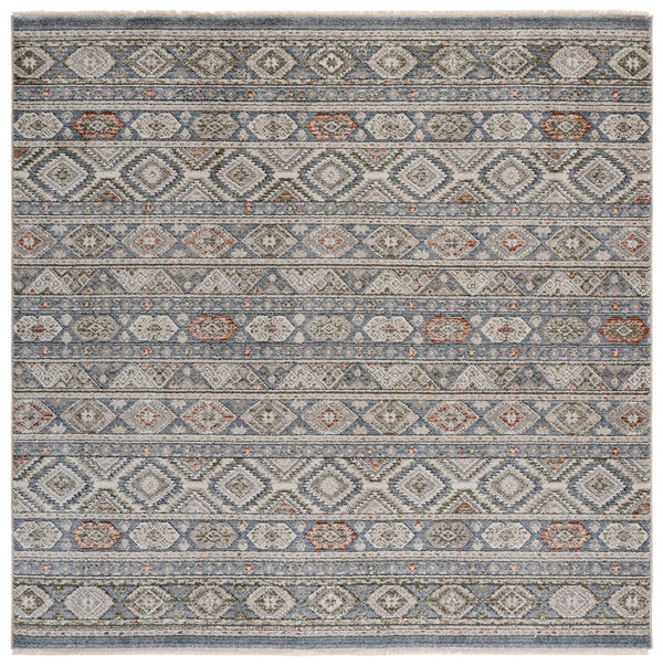 Safavieh Grove Calm Blue & Ivory Square Rug — Low-Profile Durable Power-Loomed Poly Blend For Modern Homes 6'-7" x 6'-7" GOV670M-7SQ