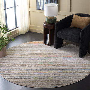 Safavieh Grove Round Ivory Rug With Blue-Rust Accents — Low-Profile, Power-Loomed Turkish-Inspired Elegance 6'-7" x 6'-7" GOV672A-7R
