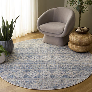 Safavieh Grove Blue And Ivory Minimalist Area Rug — Soft, Durable Power-Loomed Design For Everyday Use 6'-7" x 6'-7" GOV678M-7SQ