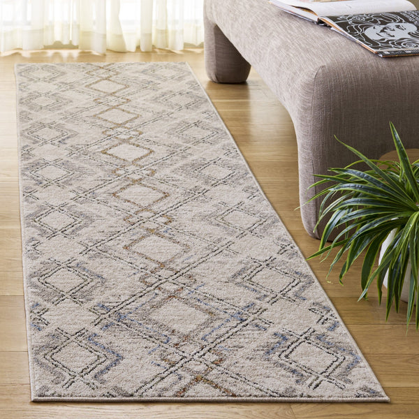 Safavieh Grove Round Rug In Ivory With Blue-Rust Accents — Low-Profile, Stain-Resistant Polypropylene, Turkey-Made Elegance 6'-7" x 6'-7" GOV680A-7R