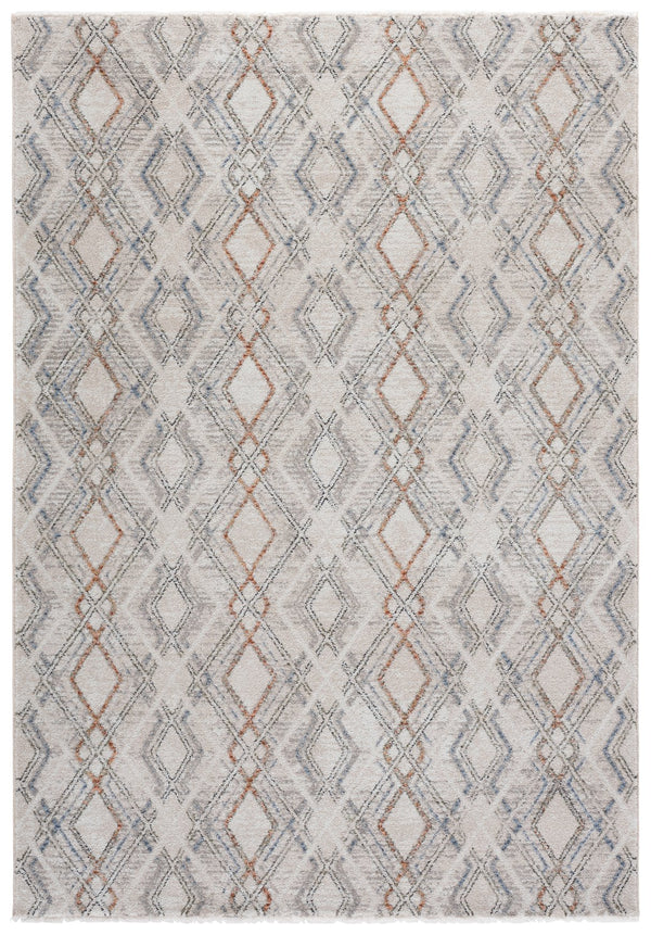 Safavieh Grove Plush Ivory Rug With Blue-Rust Accents — Power-Loomed Turkey, Stain-Resistant, Contemporary Appeal 6'-7" x 6'-7" GOV680A-7SQ