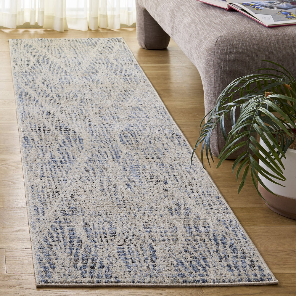 Safavieh Grove Modern Blue And Beige Area Rug — Low-Profile, Stain-Resistant Power-Loomed Turkish Design For Versatile Living Space Elegance 6'-7" x 6'-7" GOV684M-7SQ