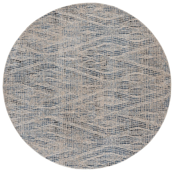 Safavieh Grove Modern Blue And Beige Area Rug — Low-Profile, Stain-Resistant Power-Loomed Turkish Design For Versatile Living Space Elegance 6'-7" x 6'-7" GOV684M-7SQ
