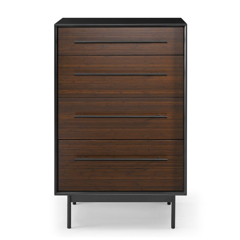 Greenington Park Avenue Solid Bamboo Four Drawer High Chest with Matte Steel Pulls Bedroom GPA0005RB