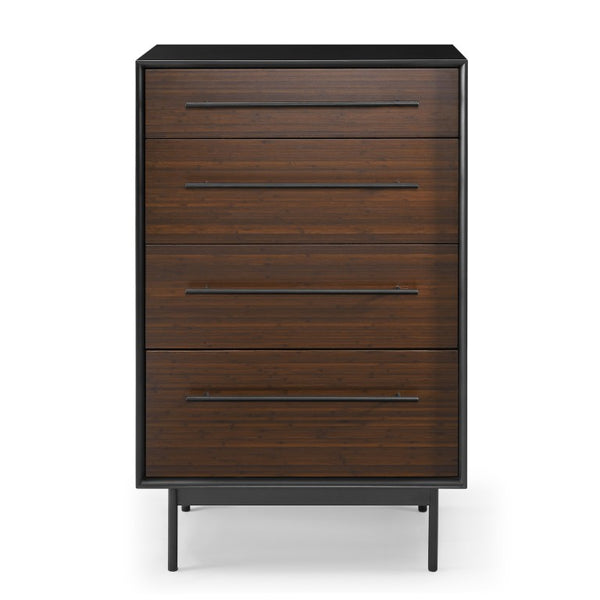 Greenington Park Avenue Solid Bamboo Four Drawer High Chest with Matte Steel Pulls Bedroom GPA0005RB