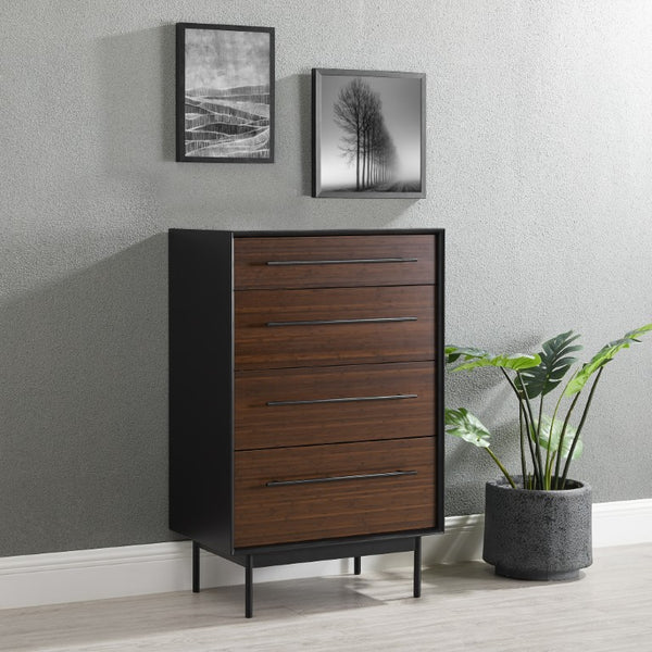 Greenington Park Avenue Solid Bamboo Four Drawer High Chest with Matte Steel Pulls Bedroom GPA0005RB