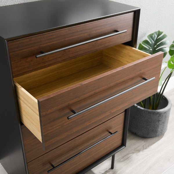 Greenington Park Avenue Solid Bamboo Four Drawer High Chest with Matte Steel Pulls Bedroom GPA0005RB