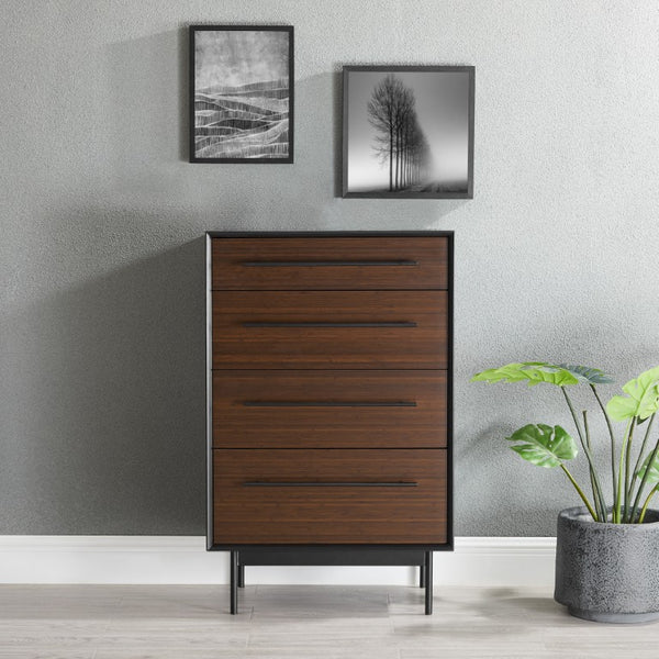 Greenington Park Avenue Solid Bamboo Four Drawer High Chest with Matte Steel Pulls Bedroom GPA0005RB