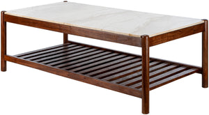 Guapa GPA-002 16"H x 24"W x 48"D Coffee Table GPA002-162448  Top: Cream; Base: Brown Surya