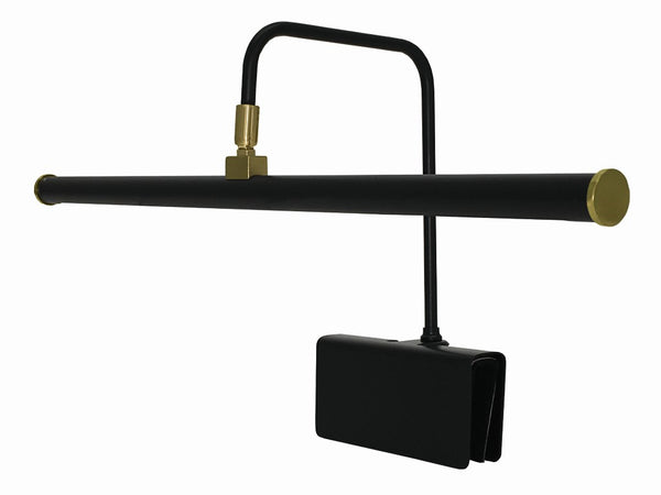 House of Troy Grand Piano LED Clamp Lamp Matte Black Solid Metal with Warm Brass Task Lighting GPLED19-7