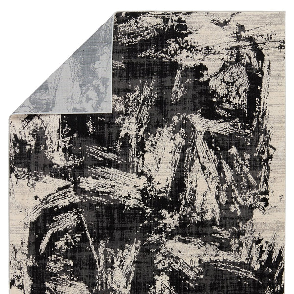 Jaipur Living Graphite Dusk Gra02 Powerloomed Machinemade 100% Polyester Abstract Abstract Indoor Rug Black, Cream 100% Polyester Rug155188