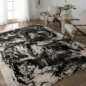Jaipur Living Graphite Dusk Modern Industrial Machine Made Indoor Rug Black 8'x10'