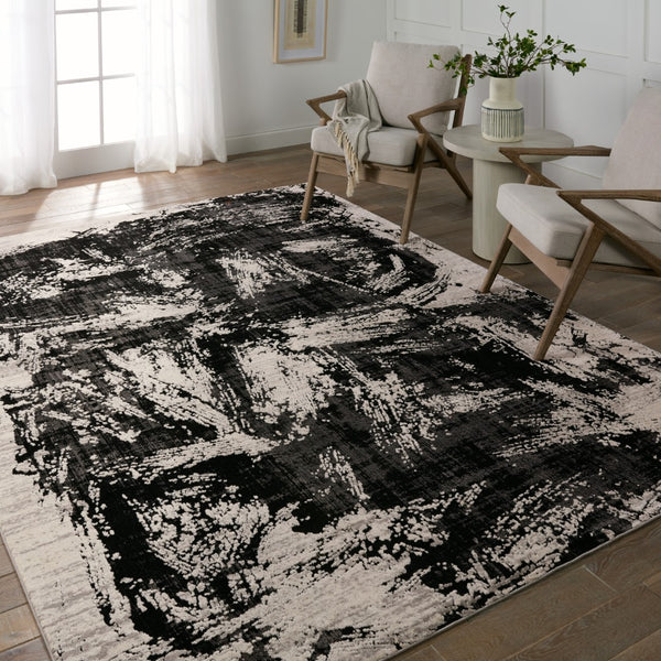 Jaipur Living Graphite Dusk Modern Industrial Machine Made Indoor Rug Black 8'x10'