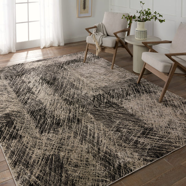 Jaipur Living Graphite Dairon Modern Industrial Machine Made Indoor Rug Black 8'x10'