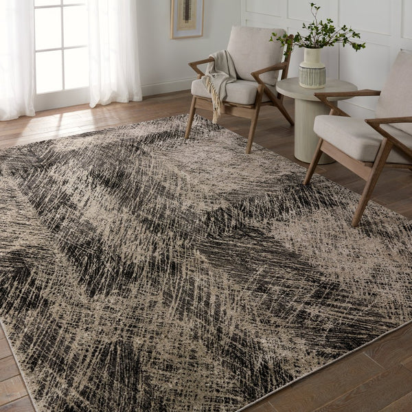 Jaipur Living Graphite Dairon Gra04 Powerloomed Machinemade 100% Polyester Lines Abstract Indoor Rug Black, Gray 100% Polyester Rug155198