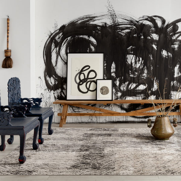 Jaipur Living Graphite Dairon Modern Industrial Machine Made Indoor Rug Black 8'x10'