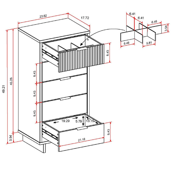 Manhattan Comfort Granville Modern 2 Piece - Tall Narrow and Standard Dresser Black GRAN012