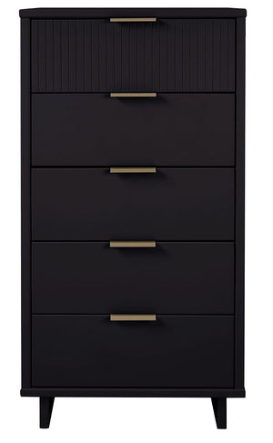 Manhattan Comfort Granville Modern 2 Piece - Tall Narrow and Standard Dresser Black GRAN012