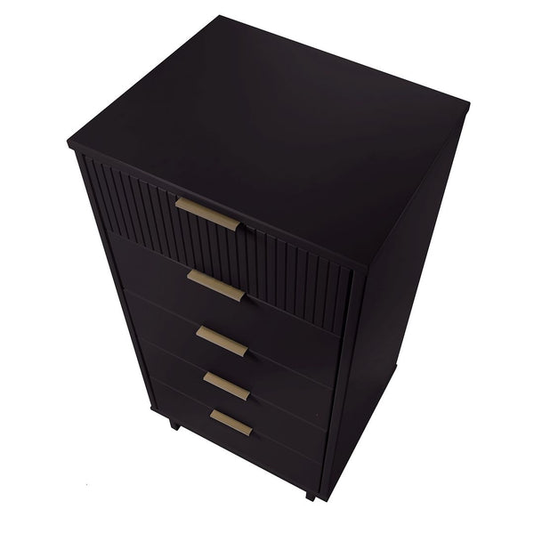 Manhattan Comfort Granville Modern 2 Piece - Tall Narrow and Standard Dresser Black GRAN012