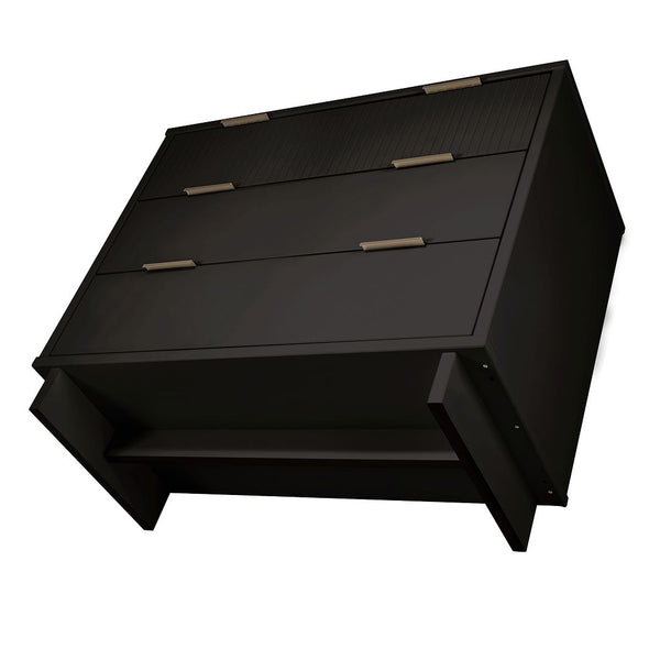 Manhattan Comfort Granville Modern 2 Piece - Tall Narrow and Standard Dresser Black GRAN012