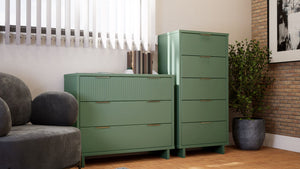 Manhattan Comfort Granville Modern 2 Piece - Tall Narrow and Standard Dresser Sage Green GRAN013