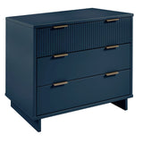 Manhattan Comfort Granville Modern 2 Piece - Tall Narrow and Standard Dresser Midnight Blue GRAN014